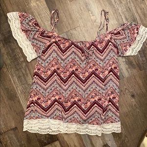 Cold shoulder ruffle top